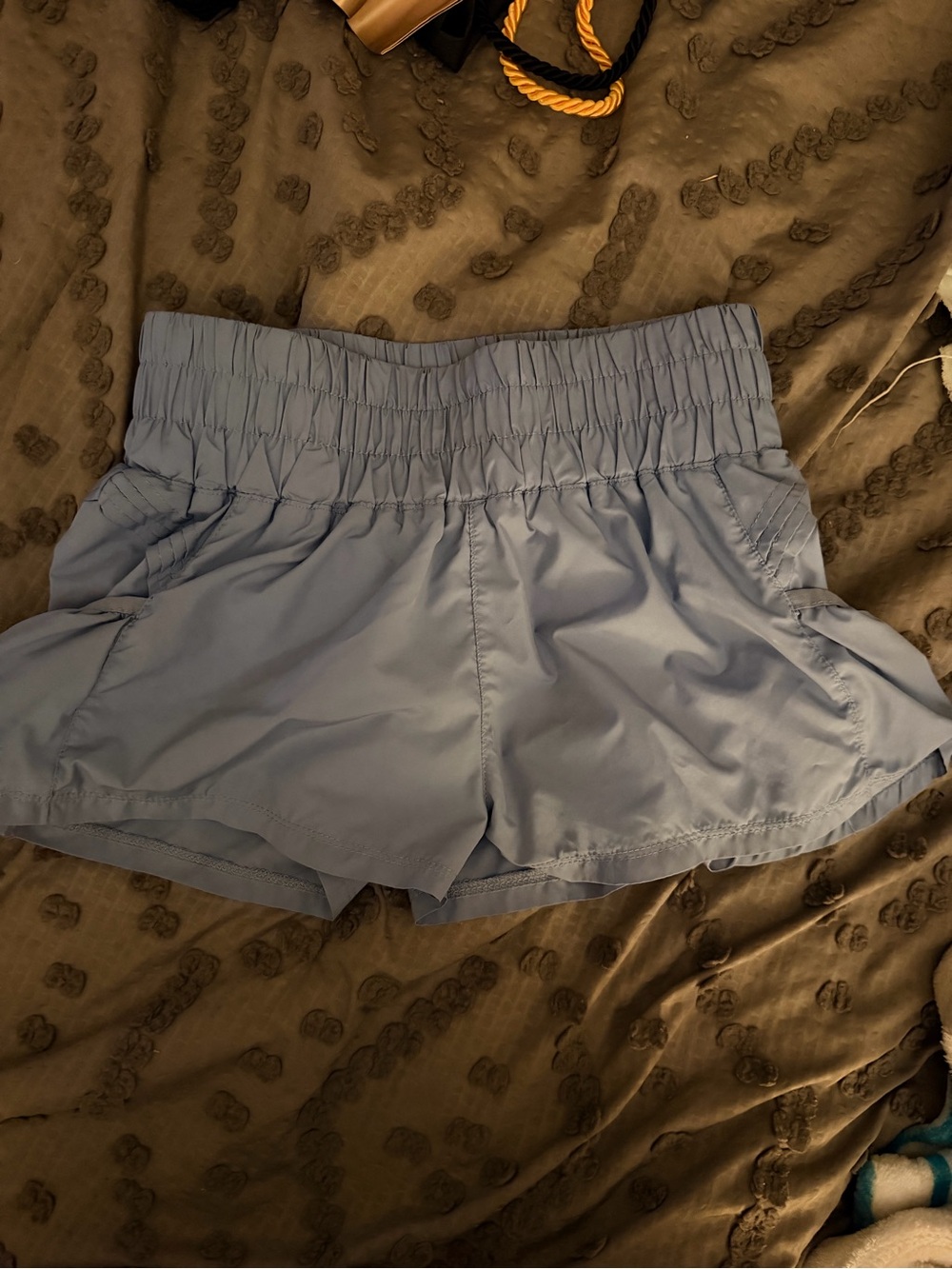 FP Movement by Free People Sky Blue Ruched Waist Athletic Shorts